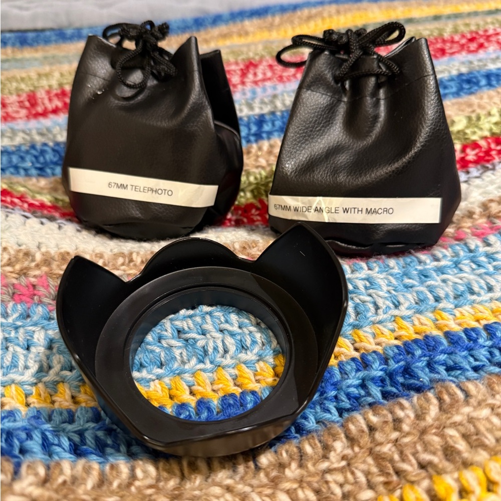 Black 67mm Telephoto and Wide Angle Lens Set